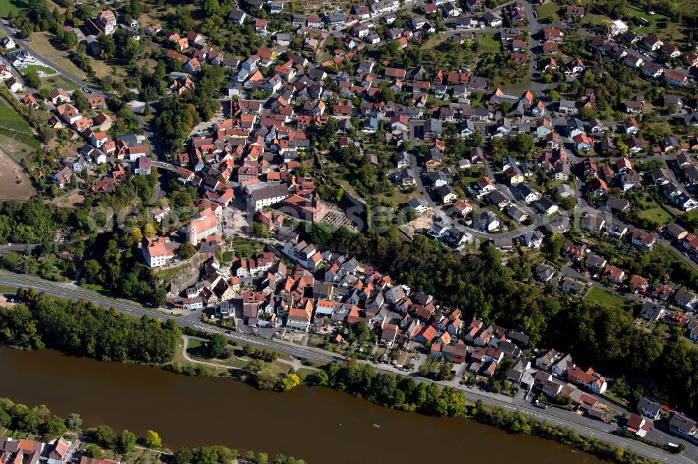 Homburg a.Main from above - Town View of the streets and houses of the residential areas in Homburg a.Main in the state Bavaria, Germany