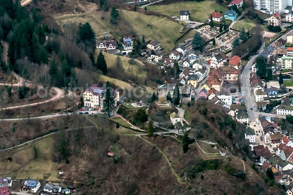 Aerial image Hornberg - Town View of the streets and houses of the residential areas in Hornberg in the state Baden-Wuerttemberg, Germany