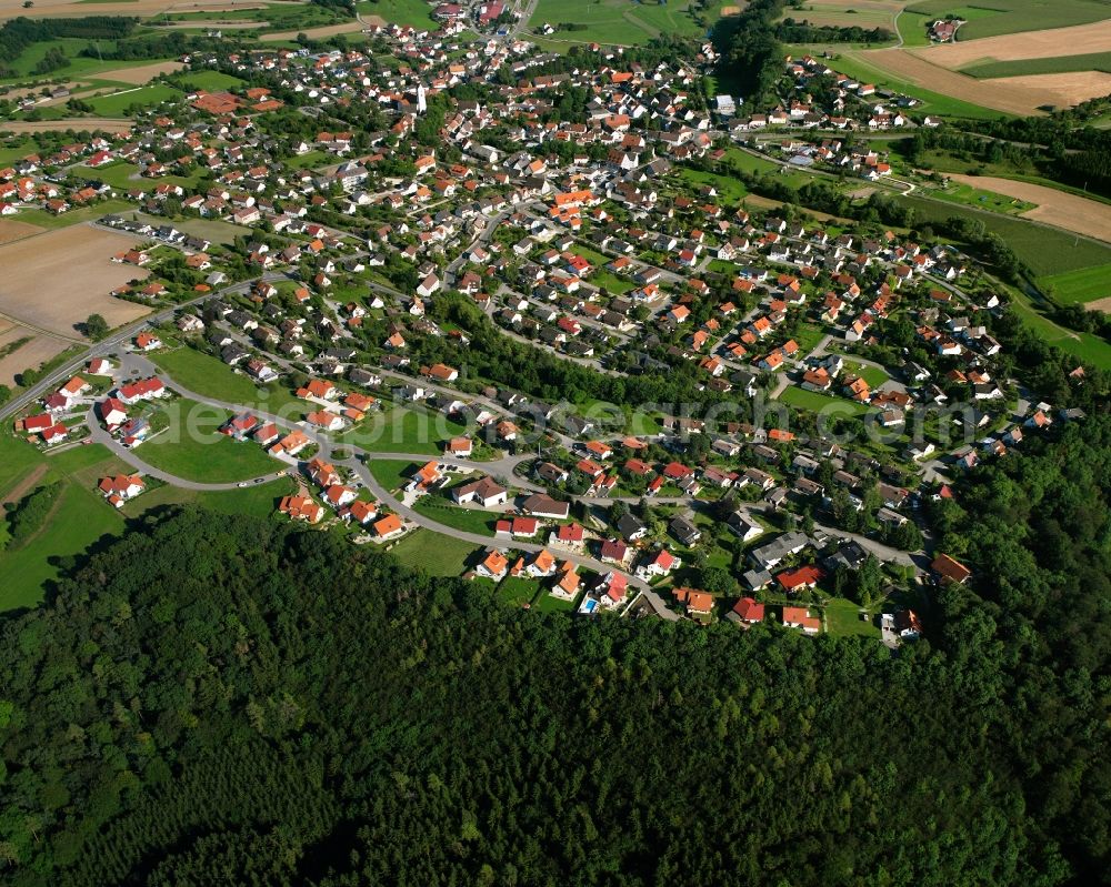 Hornstein from the bird's eye view: Town View of the streets and houses of the residential areas in Hornstein in the state Baden-Wuerttemberg, Germany