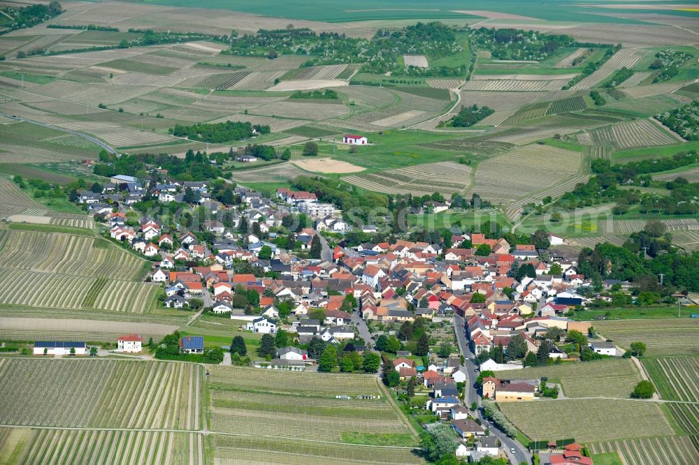 Horrweiler from above - Town View of the streets and houses of the residential areas in Horrweiler in the state Rhineland-Palatinate, Germany