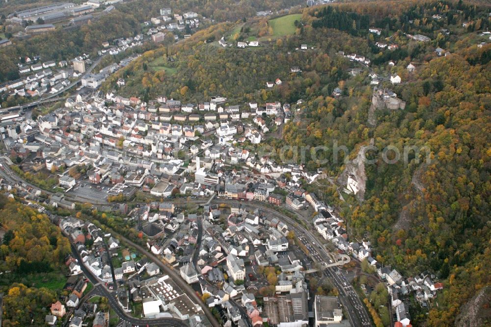 Idar-Oberstein from above - Local view of Idar-Oberstein in the state of rhineland-palatinate