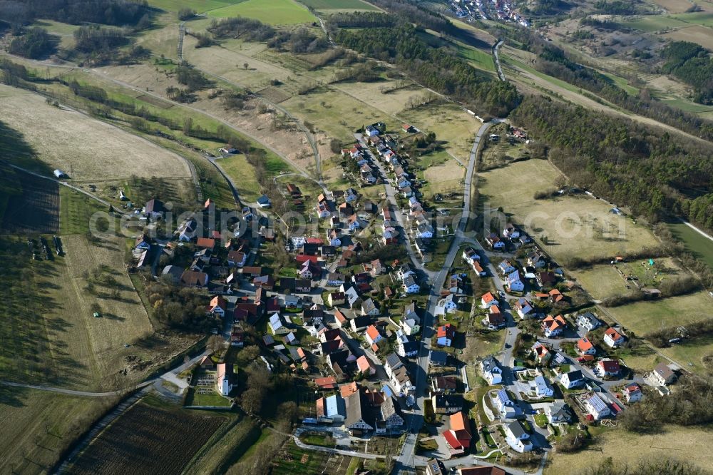 Aerial image Ingelfingen - Town View of the streets and houses of the residential areas in Ingelfingen in the state Baden-Wuerttemberg, Germany