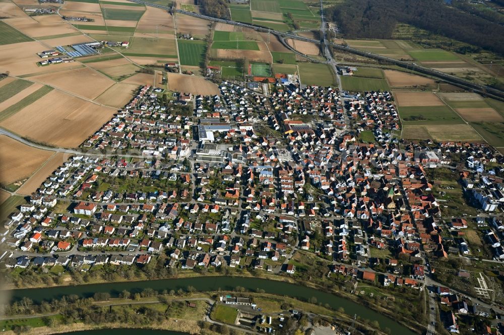 Ingersheim from the bird's eye view: Town View of the streets and houses of the residential areas in Ingersheim in the state Baden-Wuerttemberg, Germany