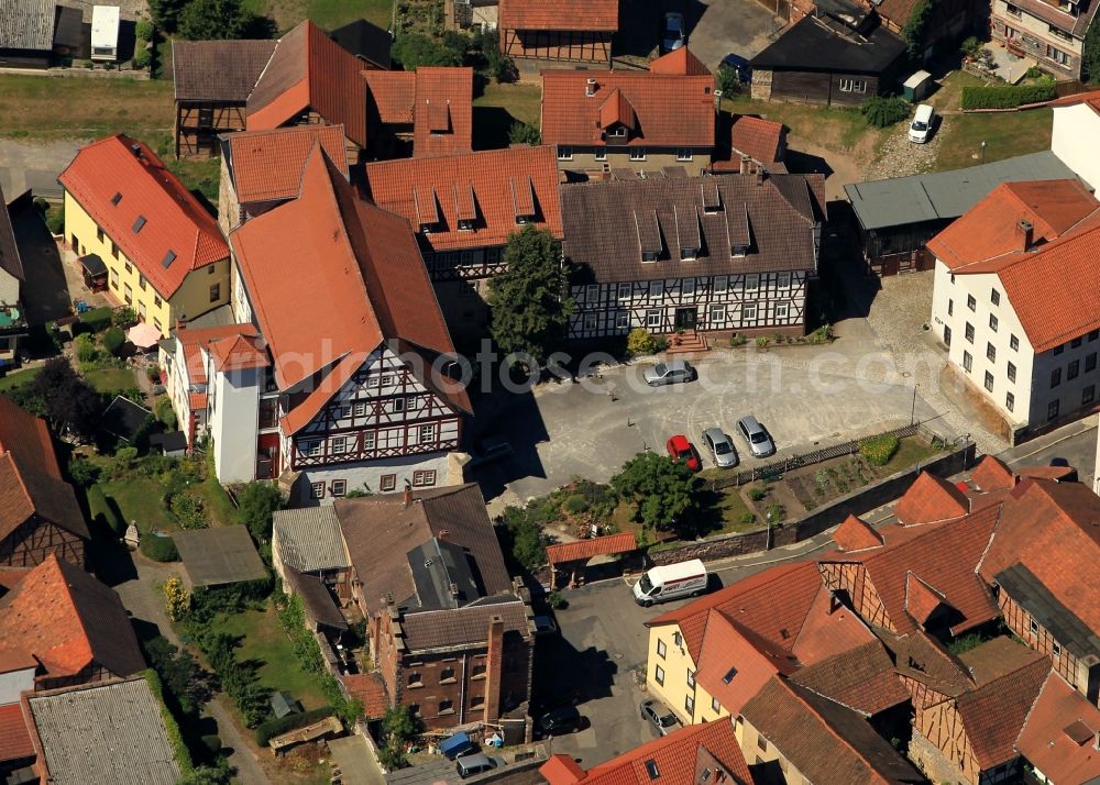 Aerial image Wasungen - Local view of downtown at the historic town hall of the town carnival Wasungen in Thuringia