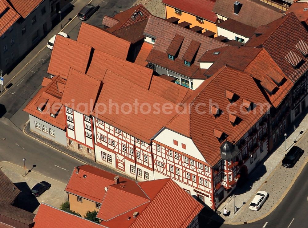 Aerial photograph Wasungen - Local view of downtown at the historic town hall of the town carnival Wasungen in Thuringia