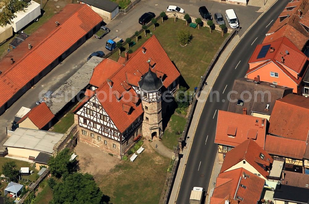 Wasungen from above - Local view of downtown at the historic town hall of the town carnival Wasungen in Thuringia