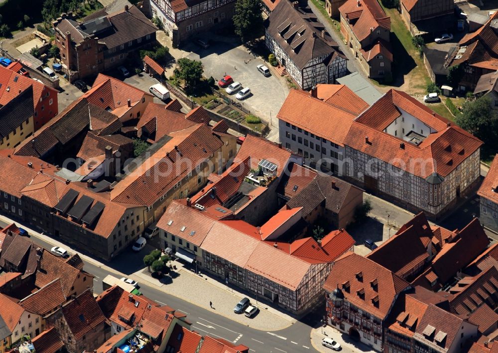 Aerial image Wasungen - Local view of downtown at the historic town hall of the town carnival Wasungen in Thuringia