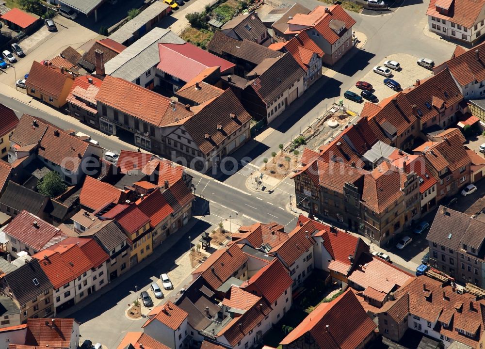 Aerial photograph Wasungen - Local view of downtown at the historic town hall of the town carnival Wasungen in Thuringia