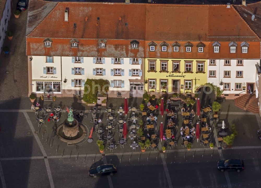 Ottweiler from above - View of downtown and the courtyard of the castle theater Ottweiler in Saarland