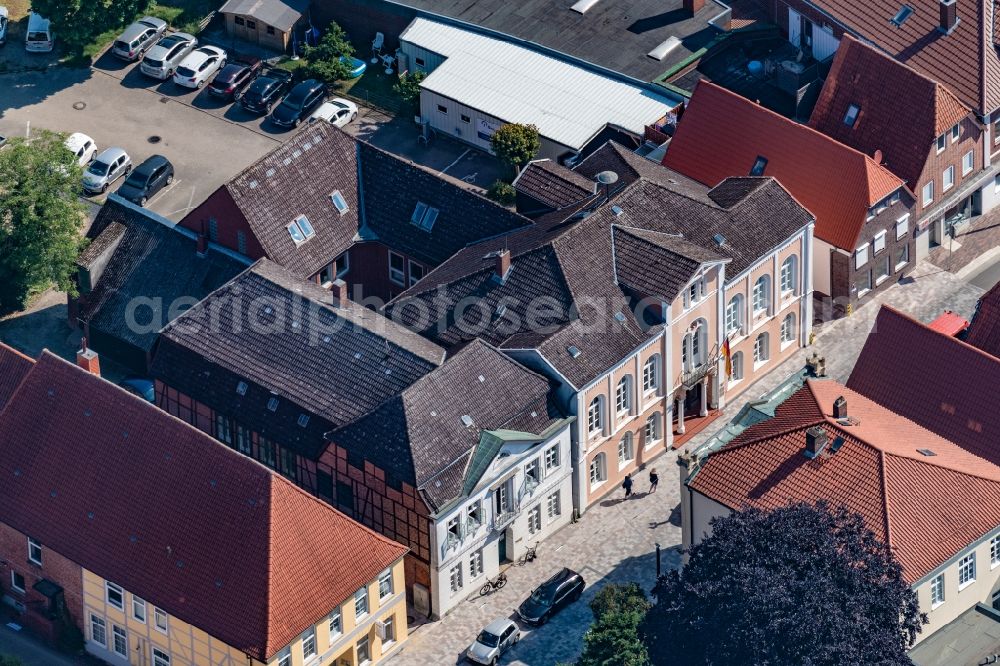 Horneburg from above - Town view of the city center in Horneburg in the state Lower Saxony, Germany