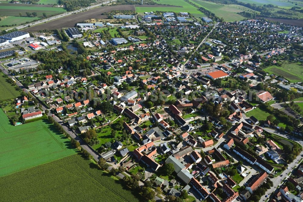 Aerial image Irxleben - Town View of the streets and houses of the residential areas in the district Hohe Boerde in Irxleben in the state Saxony-Anhalt, Germany