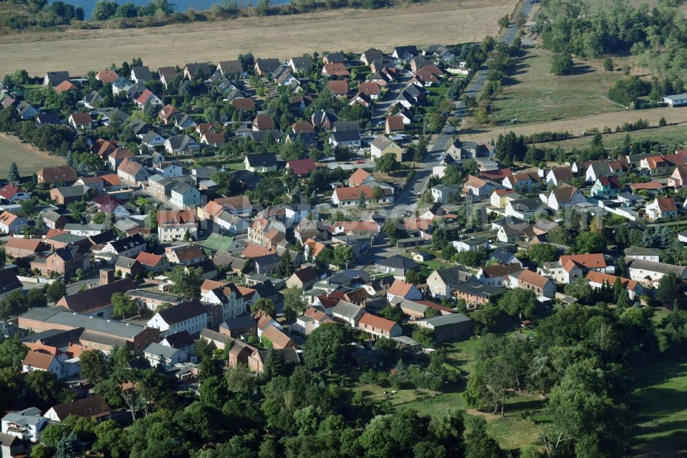 Jersleben from the bird's eye view: Town View of the streets and houses of the residential areas in Jersleben in the state Saxony-Anhalt