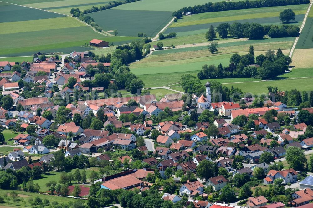 Jesenwang from above - Town View of the streets and houses of the residential areas in Jesenwang in the state Bavaria, Germany