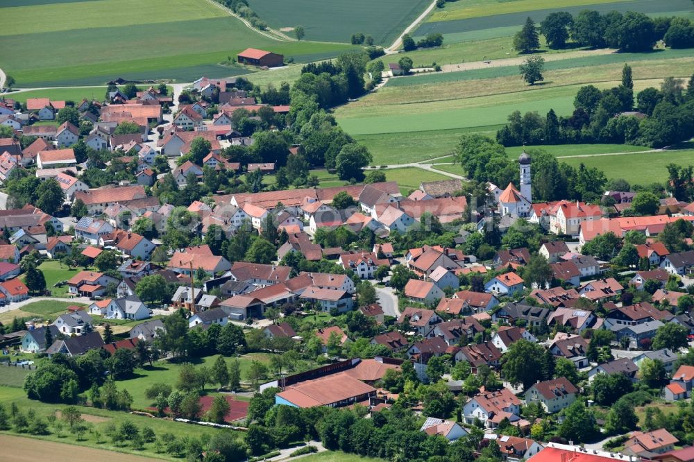 Jesenwang from the bird's eye view: Town View of the streets and houses of the residential areas in Jesenwang in the state Bavaria, Germany