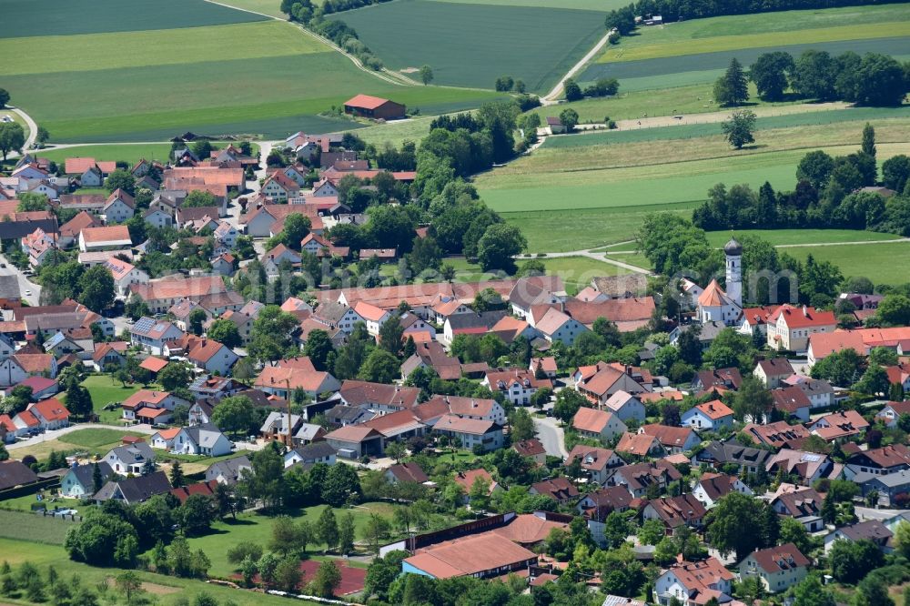 Aerial image Jesenwang - Town View of the streets and houses of the residential areas in Jesenwang in the state Bavaria, Germany