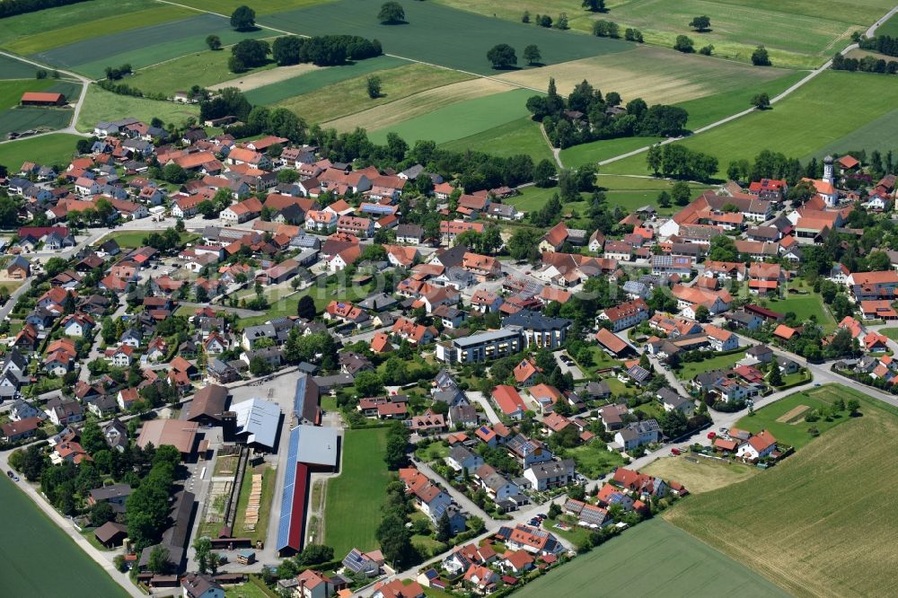 Jesenwang from the bird's eye view: Town View of the streets and houses of the residential areas in Jesenwang in the state Bavaria, Germany