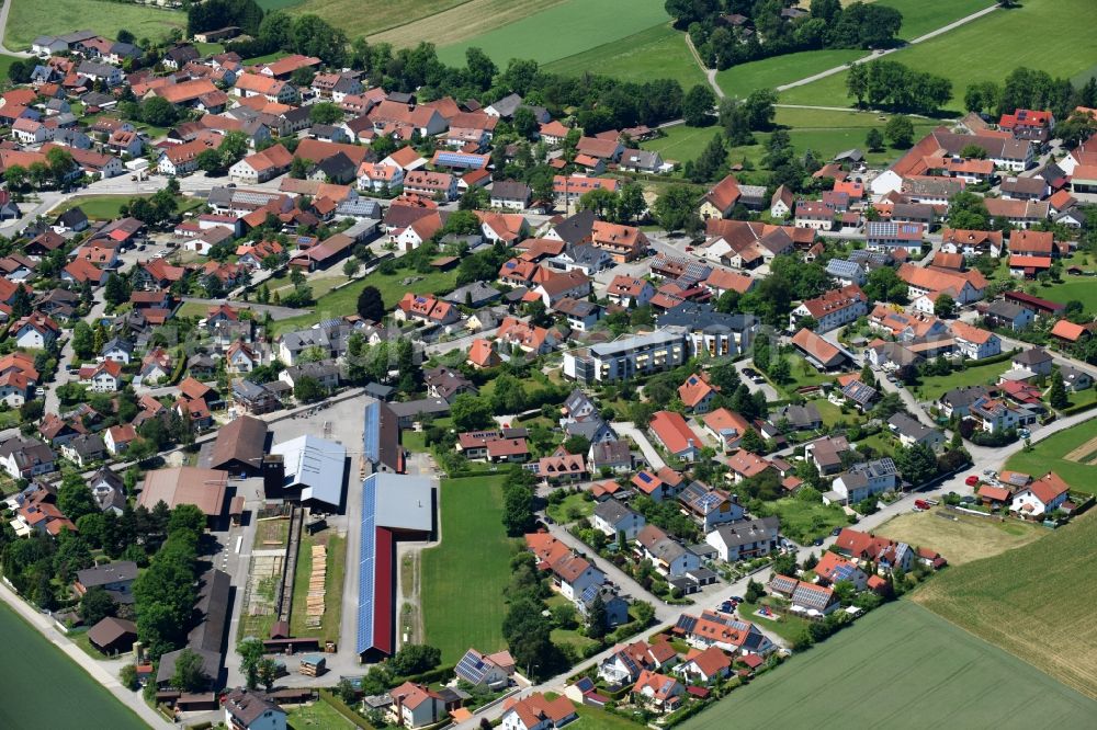 Aerial image Jesenwang - Town View of the streets and houses of the residential areas in Jesenwang in the state Bavaria, Germany