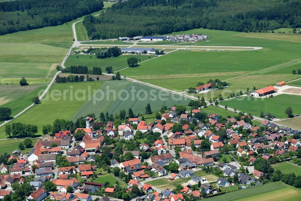 Jesenwang from above - Town View of the streets and houses of the residential areas in Jesenwang in the state Bavaria, Germany