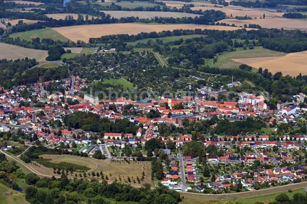 Jeßnitz (Anhalt) from above - Town View of the streets and houses of the residential areas in Jessnitz (Anhalt) in the state Saxony-Anhalt, Germany