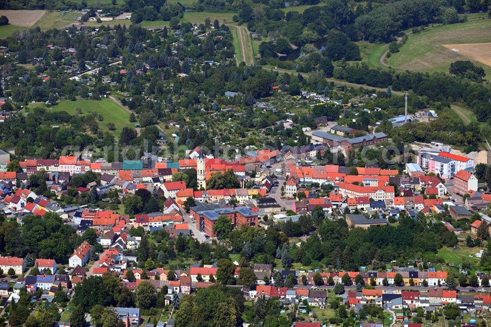 Aerial image Jeßnitz (Anhalt) - Town View of the streets and houses of the residential areas in Jessnitz (Anhalt) in the state Saxony-Anhalt, Germany