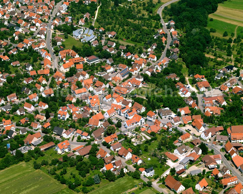 Jettenburg from the bird's eye view: Town View of the streets and houses of the residential areas in Jettenburg in the state Baden-Wuerttemberg, Germany