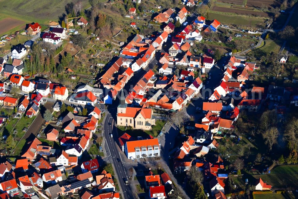 Aerial photograph Kallmerode - Town View of the streets and houses of the residential areas in Kallmerode in the state Thuringia, Germany