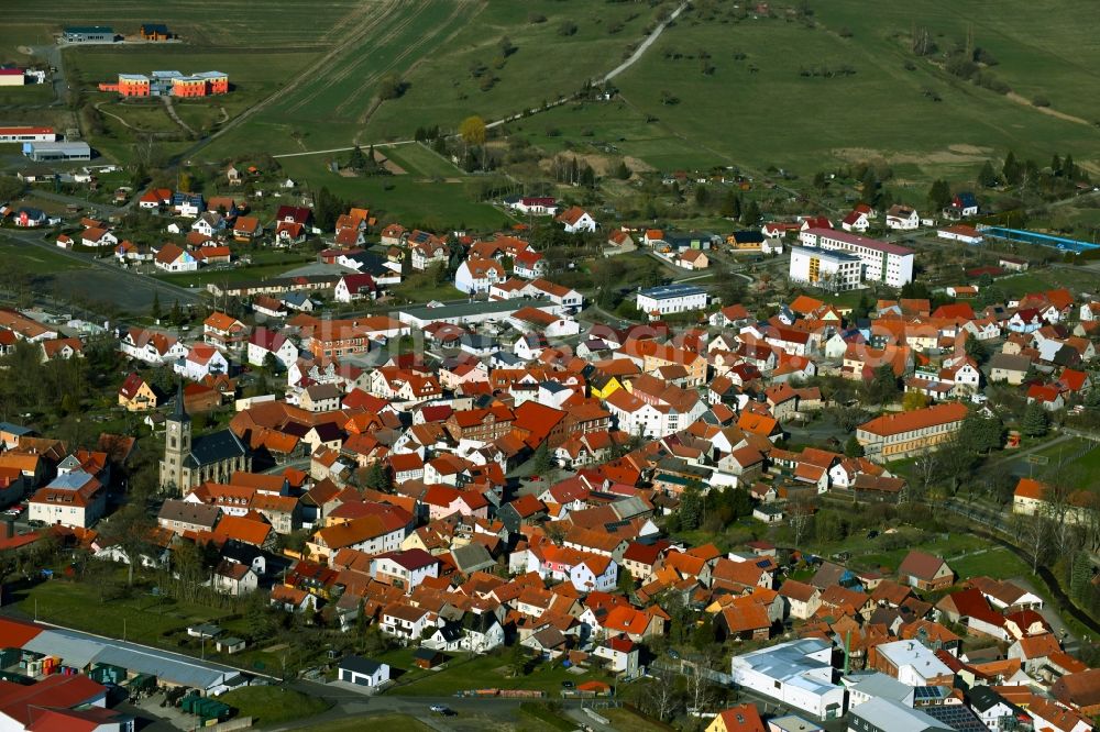 Kaltennordheim from the bird's eye view: City view of the streets and houses of the residential areas of the Rhoen community Kaltennordheim in the state Thuringia, Germany