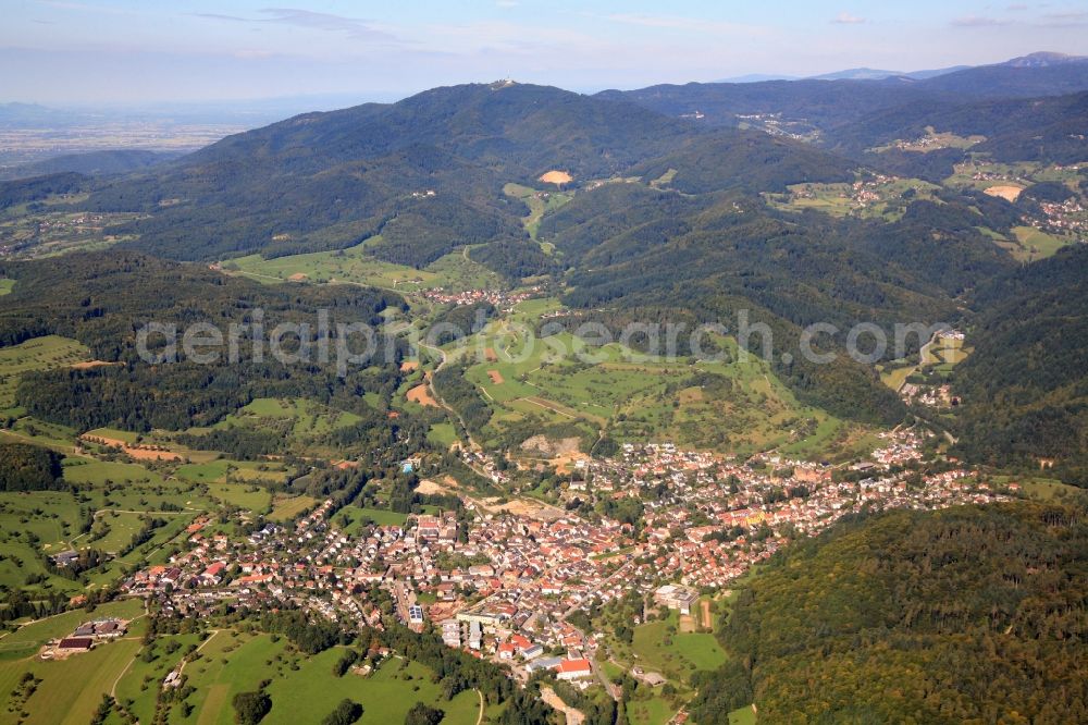 Aerial image Kandern - Town View of the residential areas in Kan dern in the state Baden-Wuerttemberg in the Black Forest