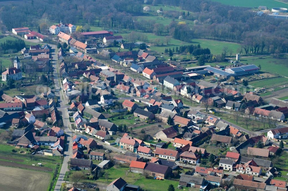 Karow from above - Town View of the streets and houses in Karow in the state Saxony-Anhalt, Germany