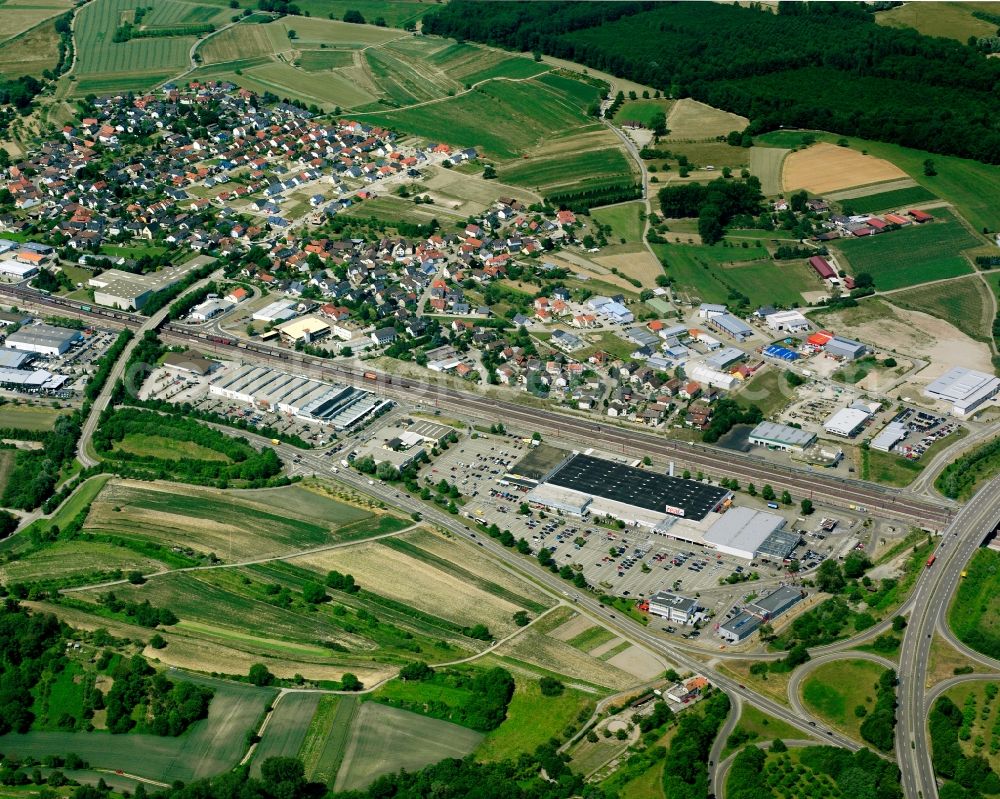 Aerial image Kartung - Town View of the streets and houses of the residential areas in Kartung in the state Baden-Wuerttemberg, Germany