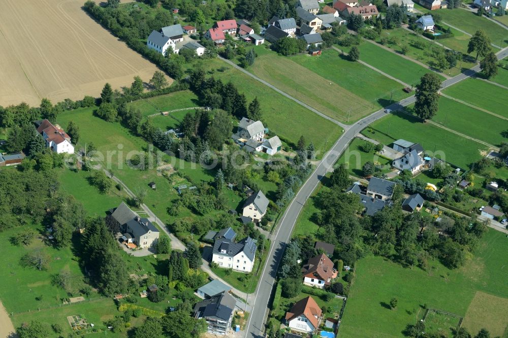 Aerial image Kaufungen - View of Kaufungen along Dorfstrasse in the state of Saxony