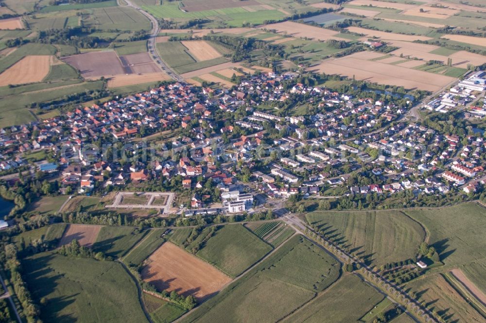 Kehl from above - Town View of the streets and houses of the residential areas in Kehl in the state Baden-Wuerttemberg, Germany