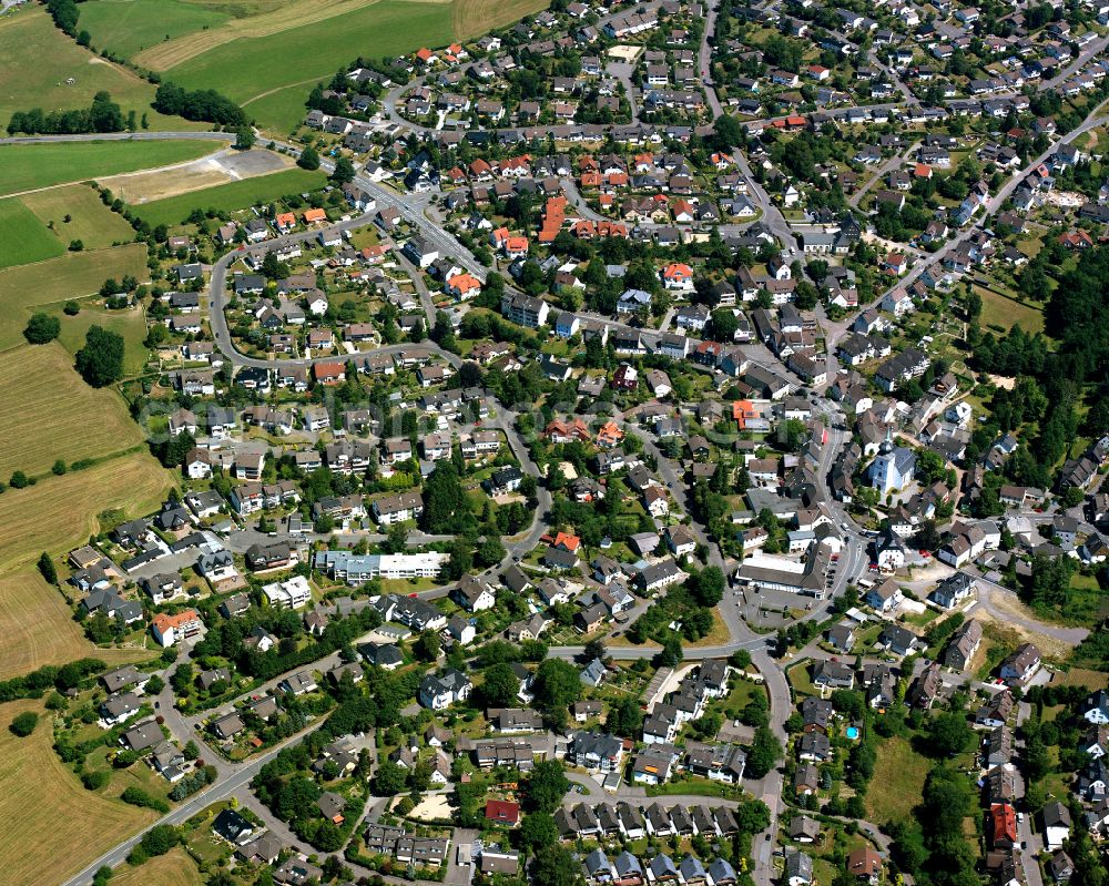 Aerial image Kierspe - Town View of the streets and houses of the residential areas in Kierspe in the state North Rhine-Westphalia, Germany