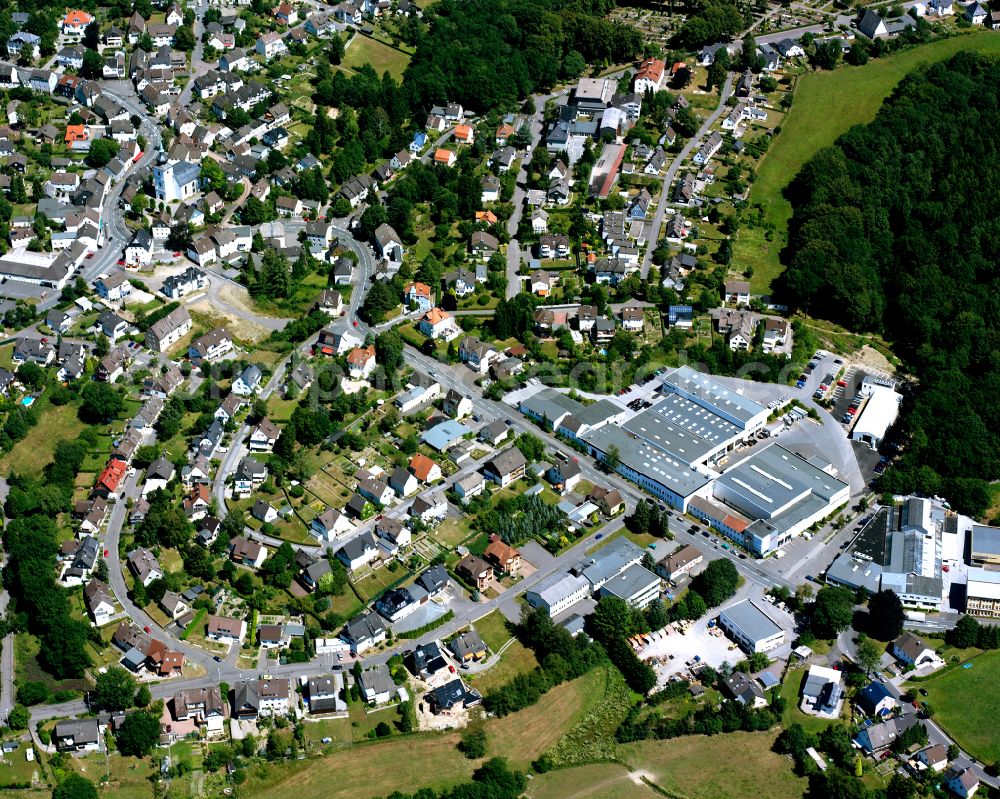 Kierspe from the bird's eye view: Town View of the streets and houses of the residential areas in Kierspe in the state North Rhine-Westphalia, Germany