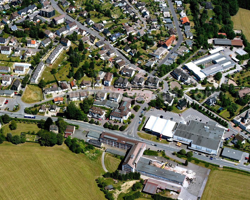 Kierspe from above - Town View of the streets and houses of the residential areas in Kierspe in the state North Rhine-Westphalia, Germany