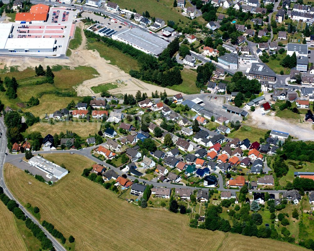 Kierspe from the bird's eye view: Town View of the streets and houses of the residential areas in Kierspe in the state North Rhine-Westphalia, Germany