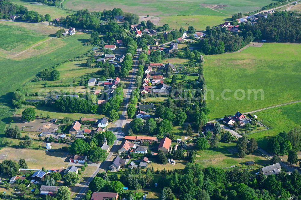 Aerial photograph Klandorf - Town View of the streets and houses of the residential areas in Klandorf at Schorfheide in the state Brandenburg, Germany