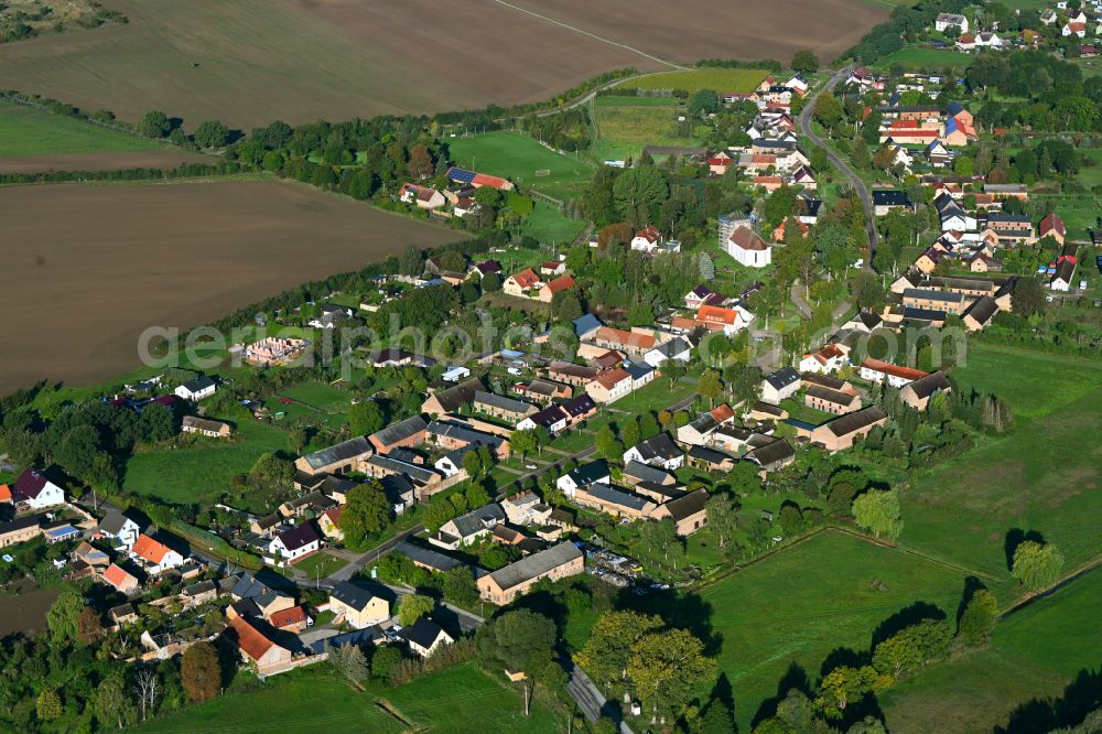 Klein-Mutz from the bird's eye view: Town View of the streets and houses of the residential areas in Klein-Mutz in the state Brandenburg, Germany