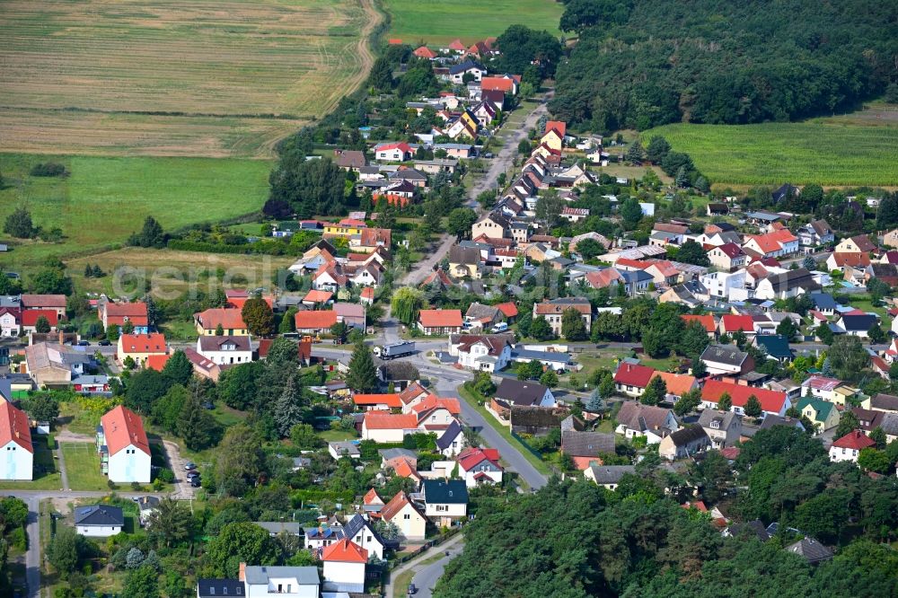 Klosterfelde from the bird's eye view: Town View of the streets and houses of the residential areas in Klosterfelde in the state Brandenburg, Germany