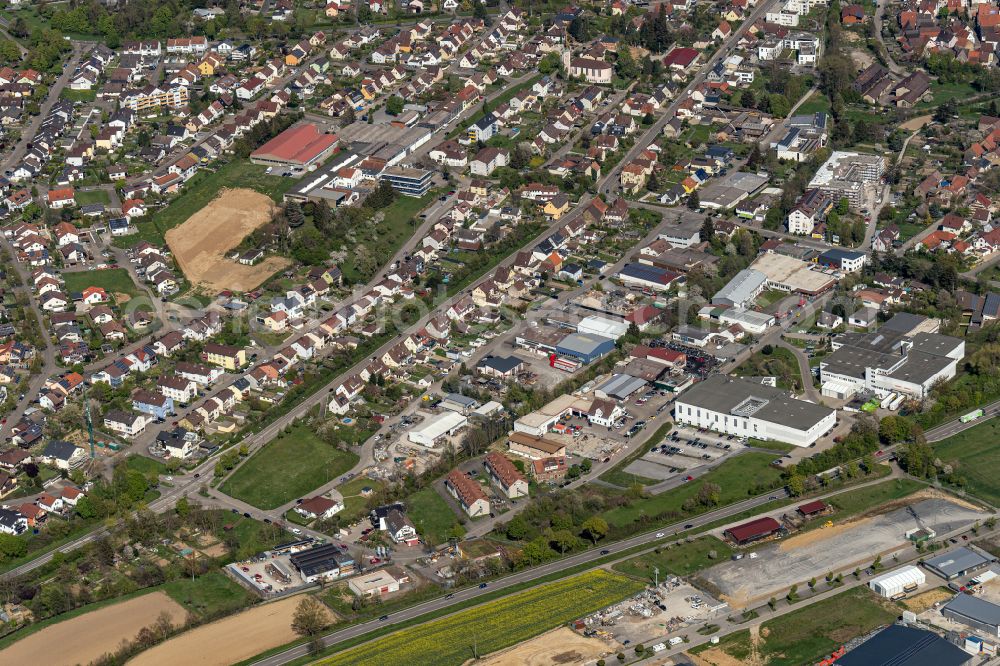 Aerial image Knittlingen - Town View of the streets and houses of the residential areas in Knittlingen in the state Baden-Wuerttemberg, Germany