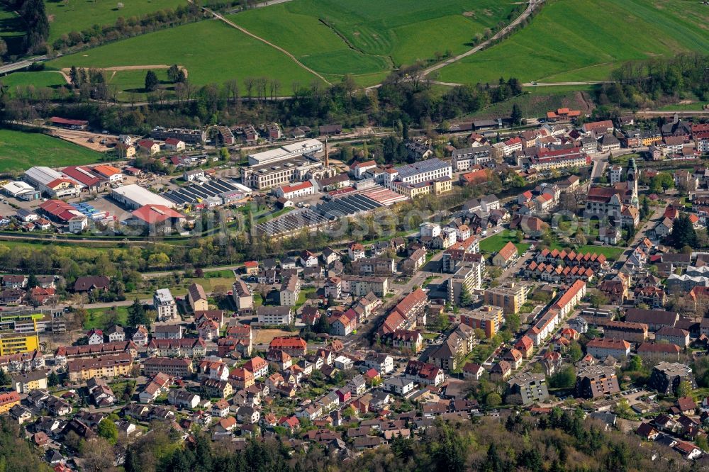 Aerial image Kollnau - Town View of the streets and houses of the residential areas in Kollnau in the state Baden-Wuerttemberg, Germany