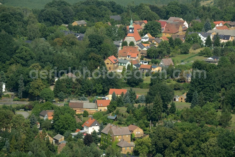 Aerial image Kostebrau - View of the village of Kostebrau in the state of Brandenburg. The village is located in a forest