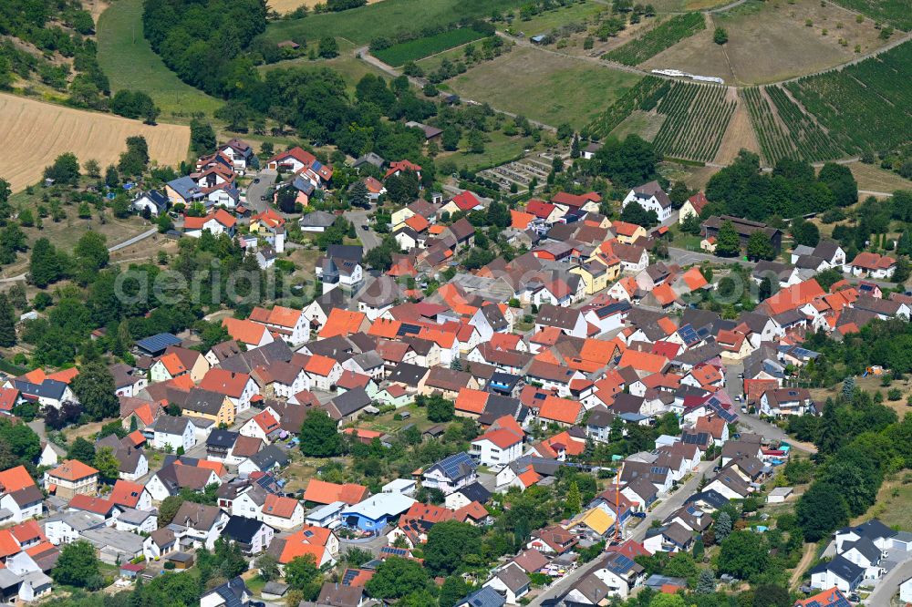 Aerial photograph Kraichtal - Town View of the streets and houses of the residential areas in Kraichtal in the state Baden-Wuerttemberg, Germany