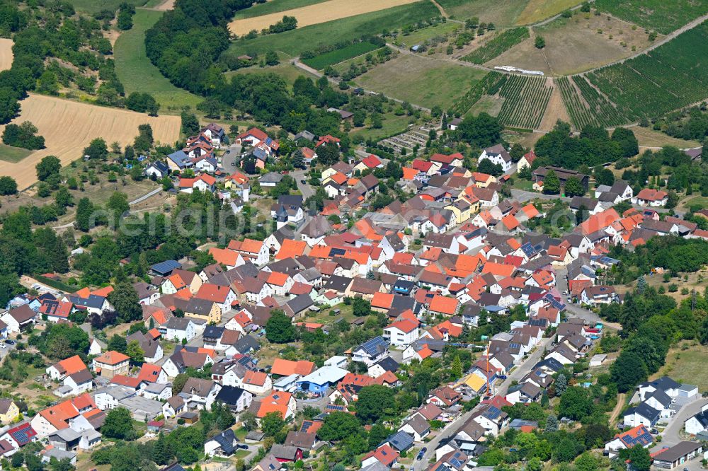 Kraichtal from the bird's eye view: Town View of the streets and houses of the residential areas in Kraichtal in the state Baden-Wuerttemberg, Germany