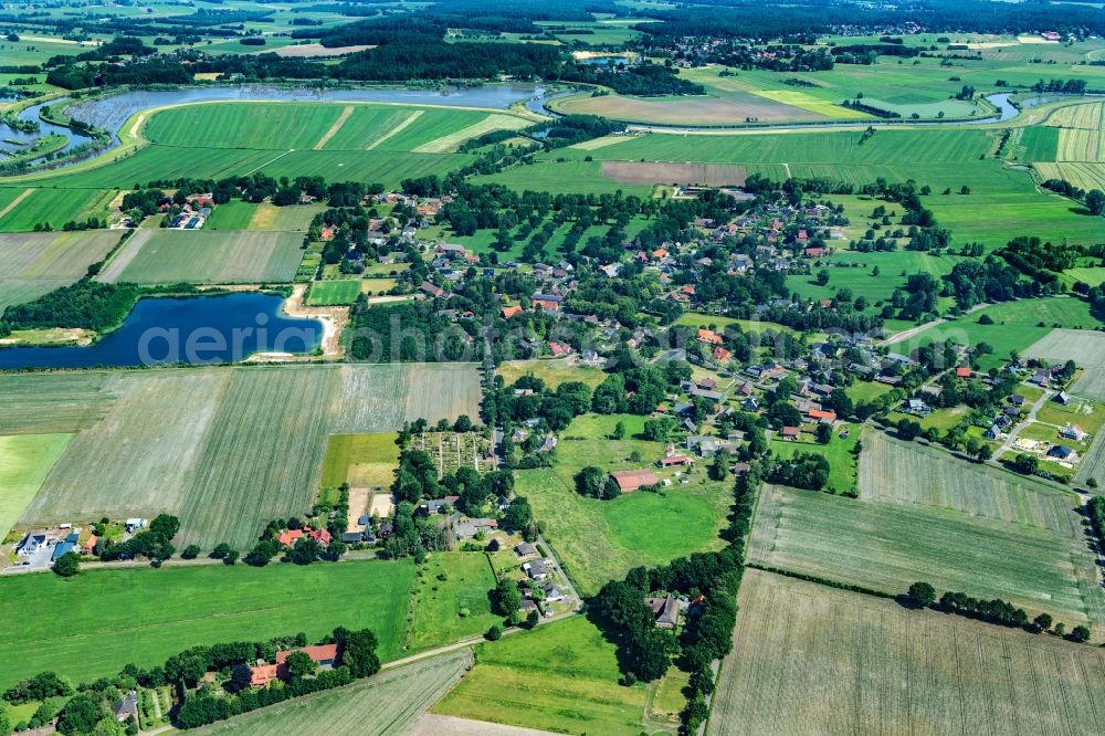 Kranenburg from the bird's eye view: Town View of the streets and houses of the residential areas in Kranenburg in the state Lower Saxony, Germany