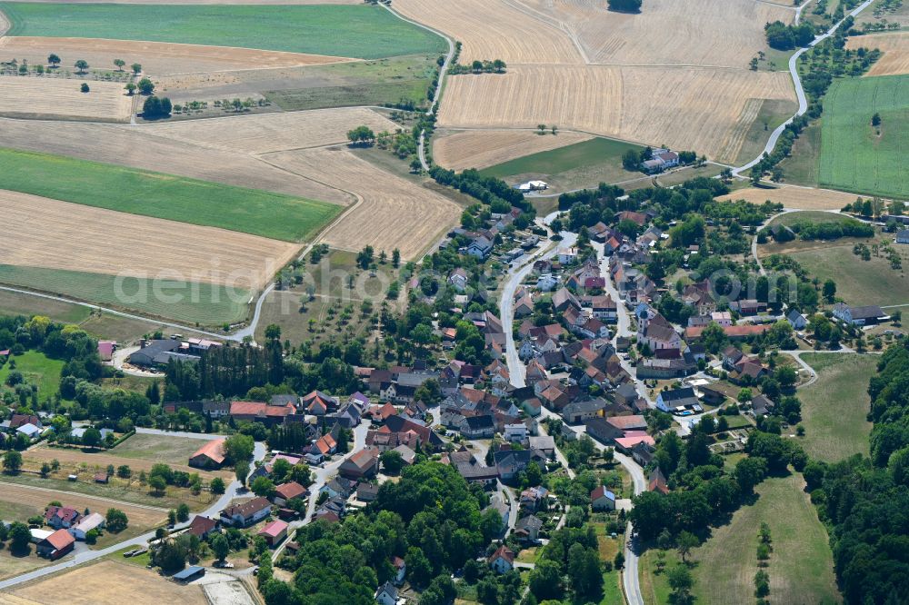 Krautheim from the bird's eye view: Town View of the streets and houses of the residential areas in Krautheim in the state Baden-Wuerttemberg, Germany