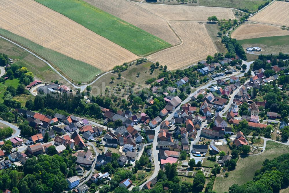 Aerial image Krautheim - Town View of the streets and houses of the residential areas in Krautheim in the state Baden-Wuerttemberg, Germany