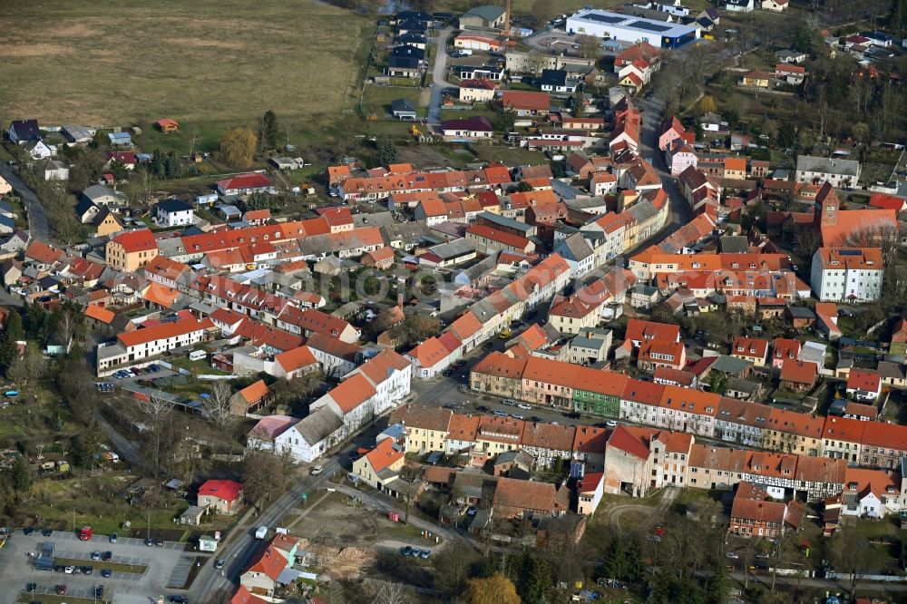 Aerial photograph Kremmen - Town View of the streets and houses of the residential areas in Kremmen in the state Brandenburg, Germany