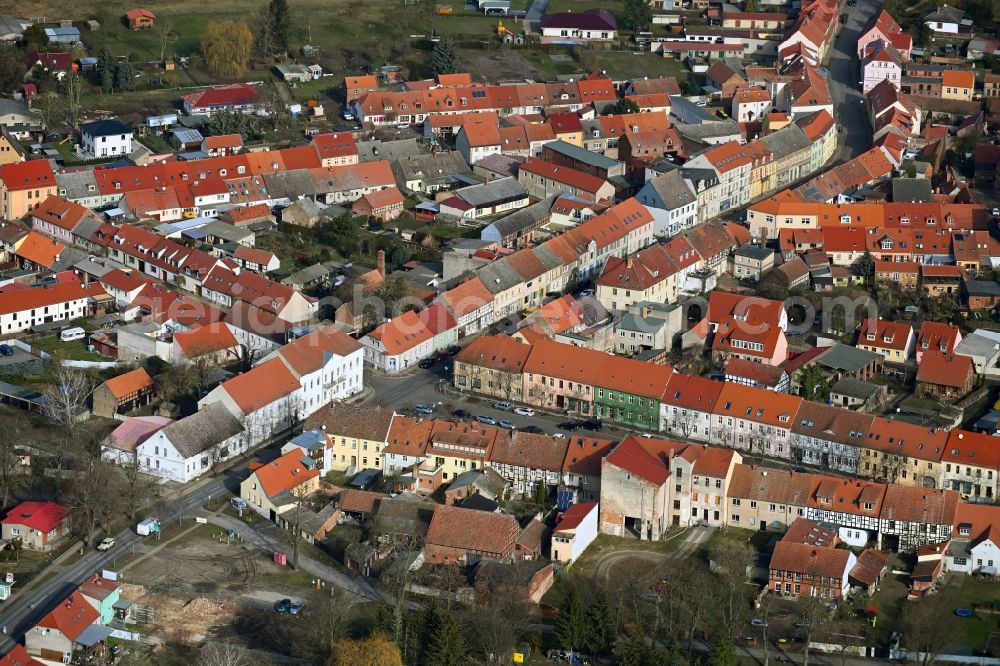 Kremmen from above - Town View of the streets and houses of the residential areas in Kremmen in the state Brandenburg, Germany