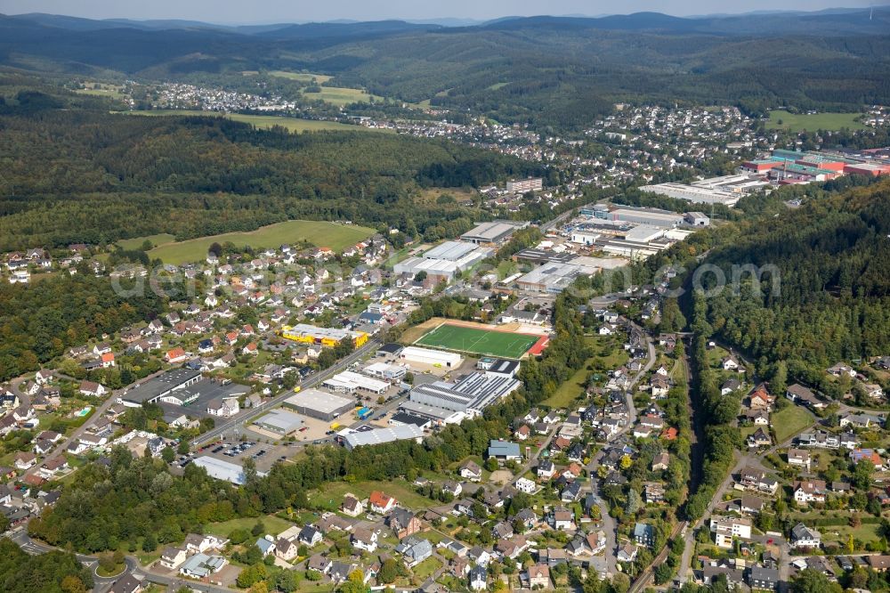 Aerial photograph Kreuztal - Town View of the streets and houses of the residential areas in Kreuztal in the state North Rhine-Westphalia, Germany